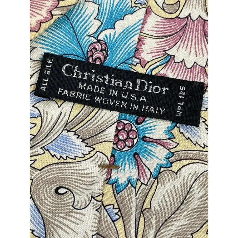 Vintage Christian Dior Necktie Silk Neck Tie Floral